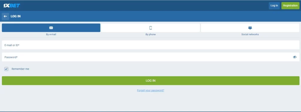 1xBet login to account