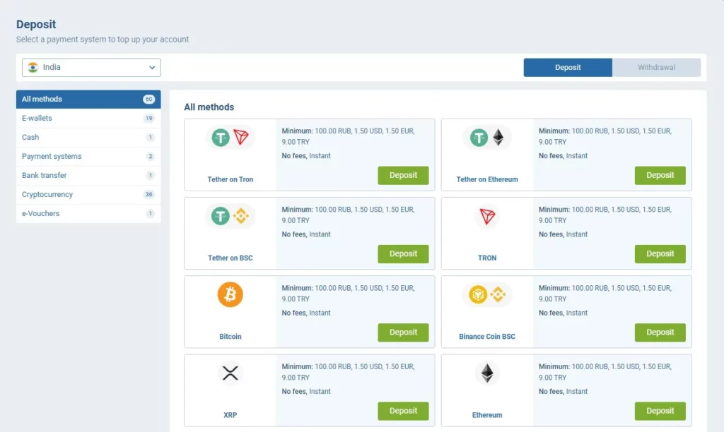 Metode pembayaran 1xBet