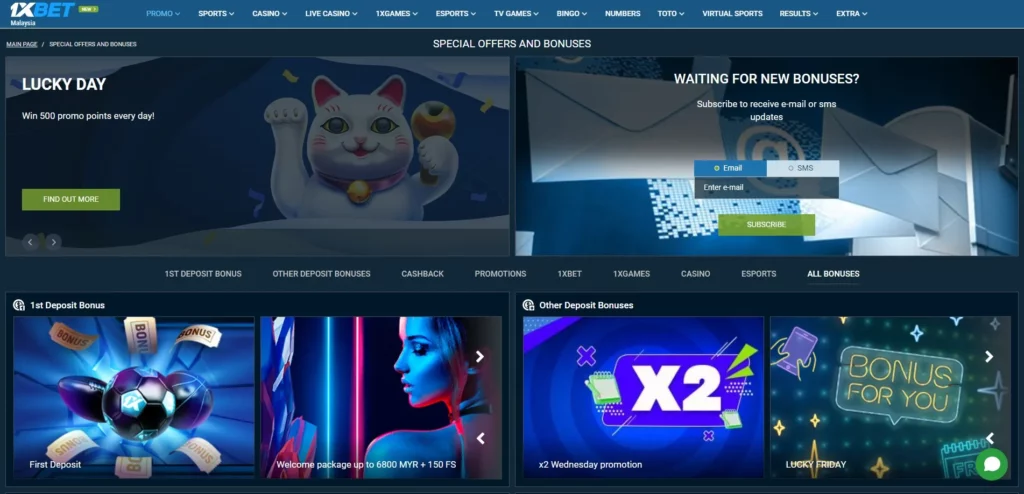Promosi dan bonus di 1xBet Indonesia