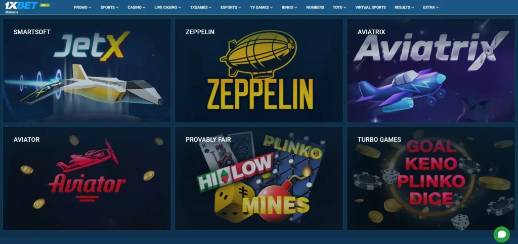 Permainan taruhan instan di 1xBet Indonesia