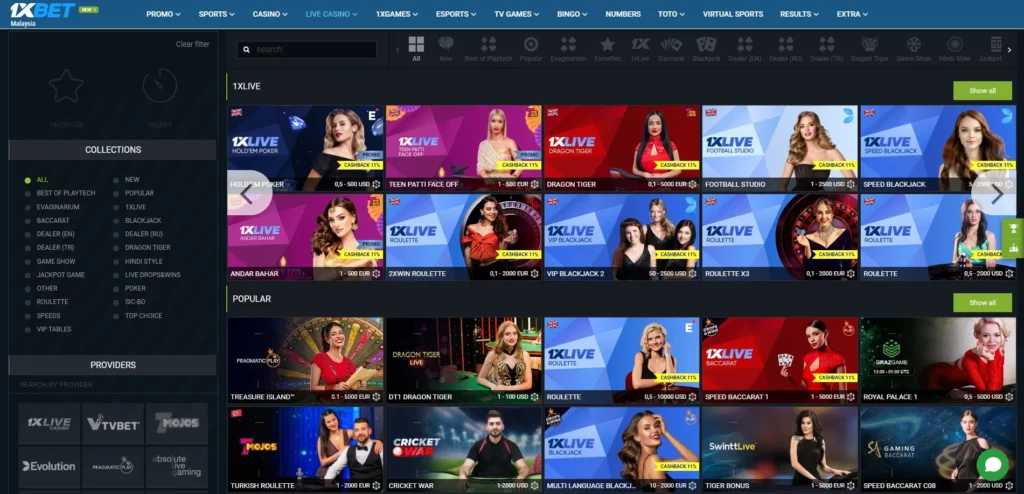 Fitur 1xBet Live Casino di Indonesia