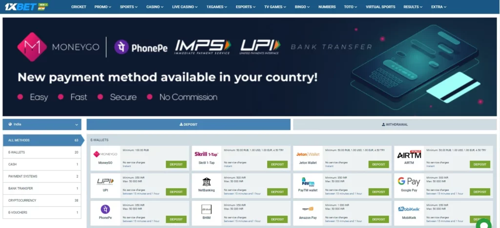 Metode Pembayaran di 1xBet Indonesia