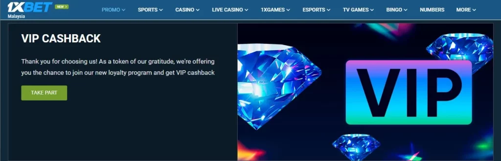 Uang Kembali VIP dari 1xBet Indonesia