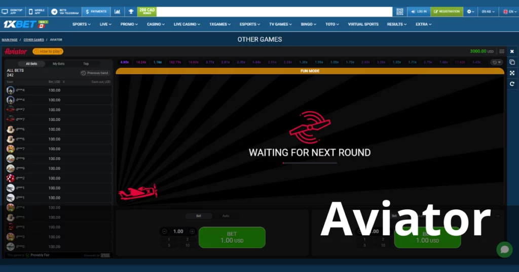 Permainan 1xBet Aviator