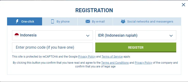 Daftarkan Akun Anda di 1xBet
